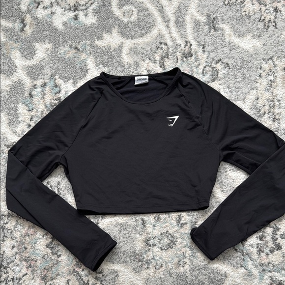 Gymshark Black Long Sleeve Crop Top - Picture 1 of 8